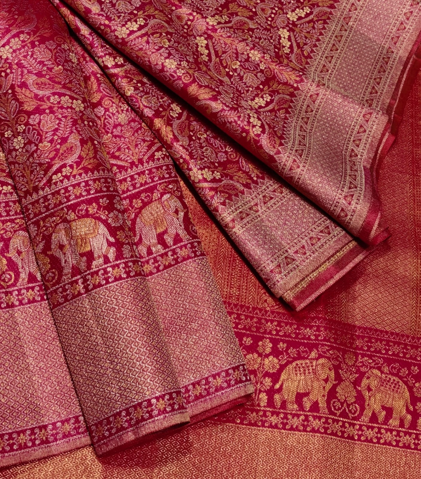 Grand Bridal Wear Kanchipuram Pure Silk Saree With Temple Design